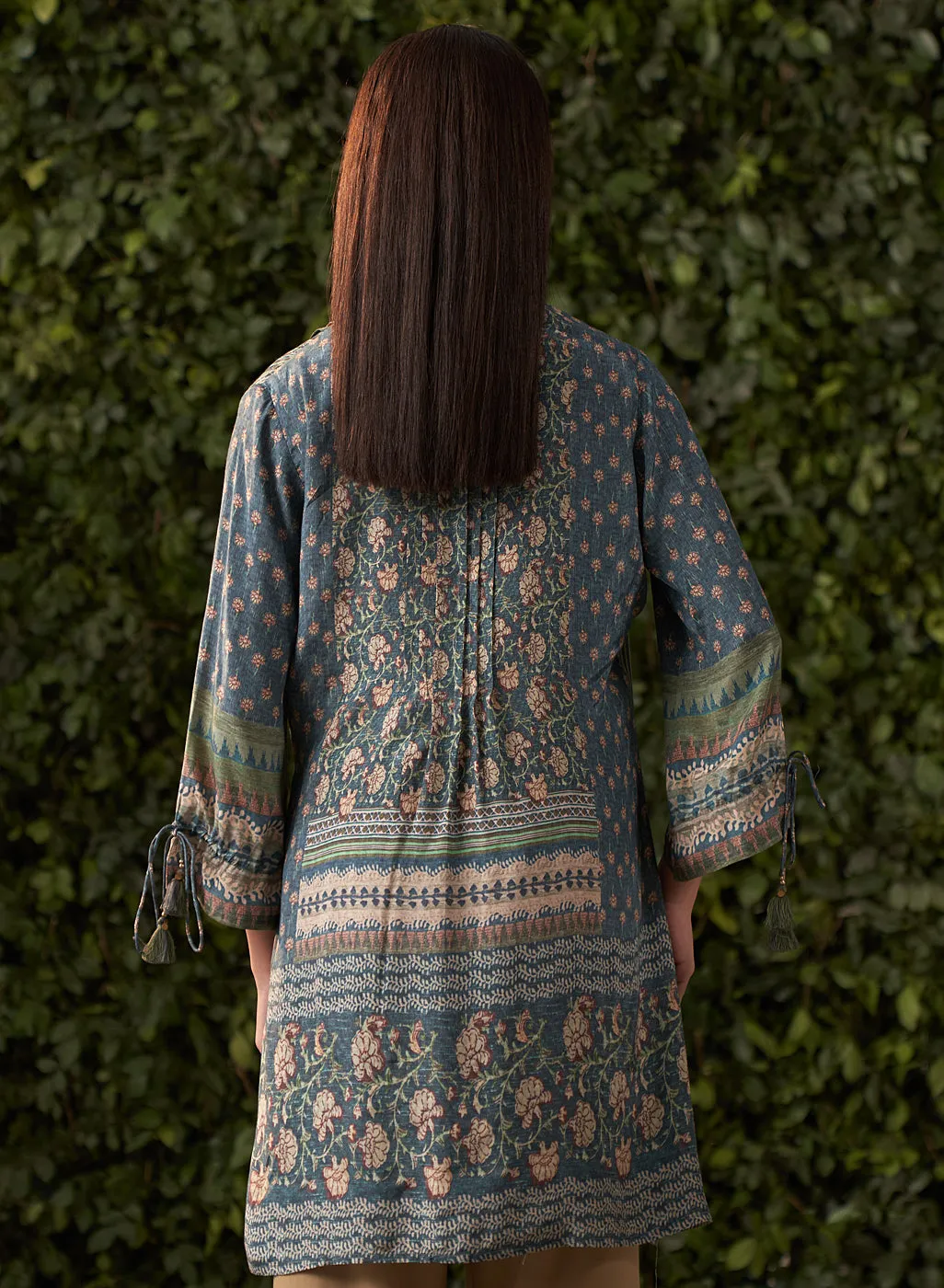 Aina Teal Blue Printed Shantoon Kurti for Women