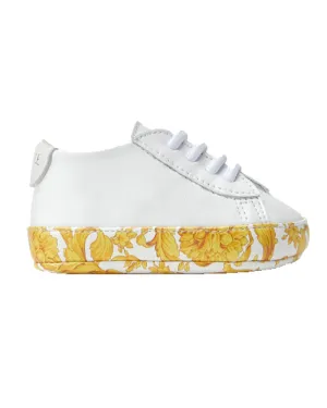 Baby White Leather Baroque Sneakers