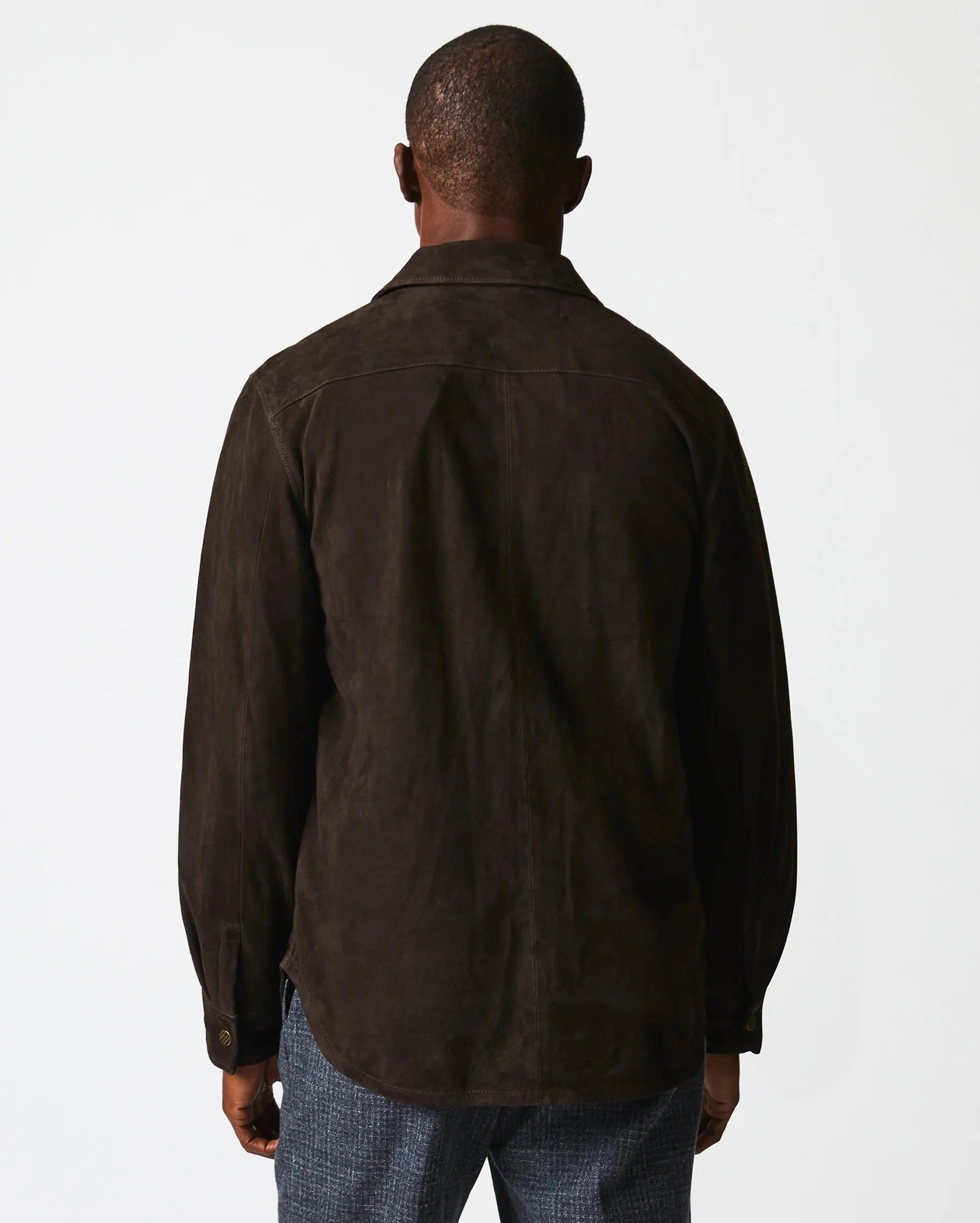 Billy Reid Savoy Suede Workshirt - chocolate