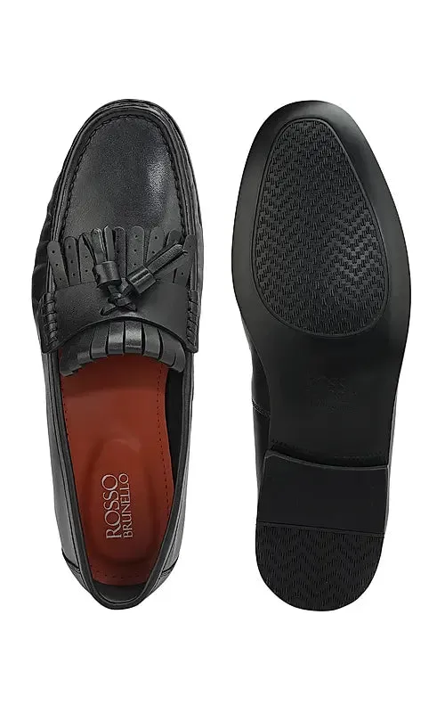 Black Heel Moccasins With Tassels