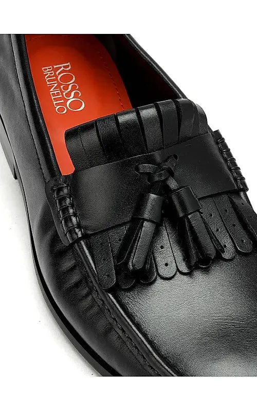 Black Heel Moccasins With Tassels