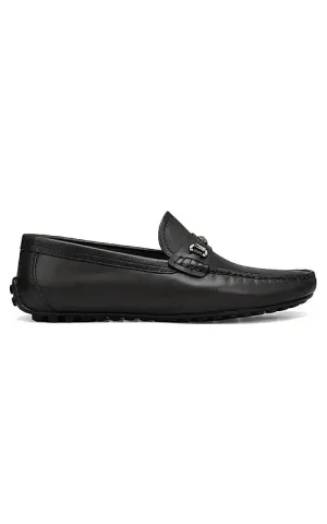 Black Leather Moccasins With Logo Buckle