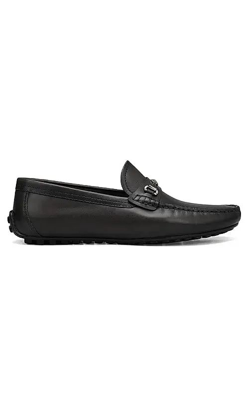 Black Leather Moccasins With Logo Buckle