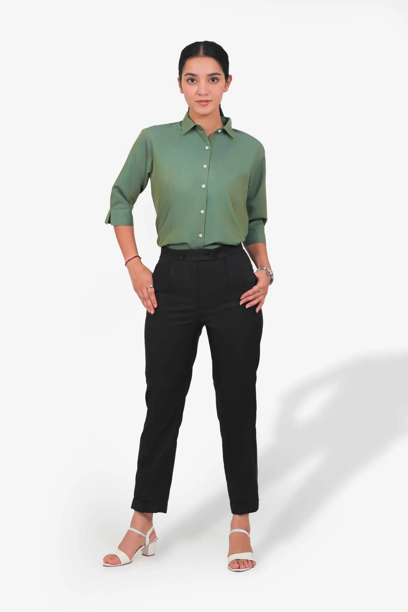 Bluebird Women's Olive Green Formal Shirt