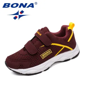 BONA New Fashion Style Children Casual Shoes Mesh Girls Flats Hook & Loop Girls Loafers Outdoor Fashion Sneakers Free Shipping