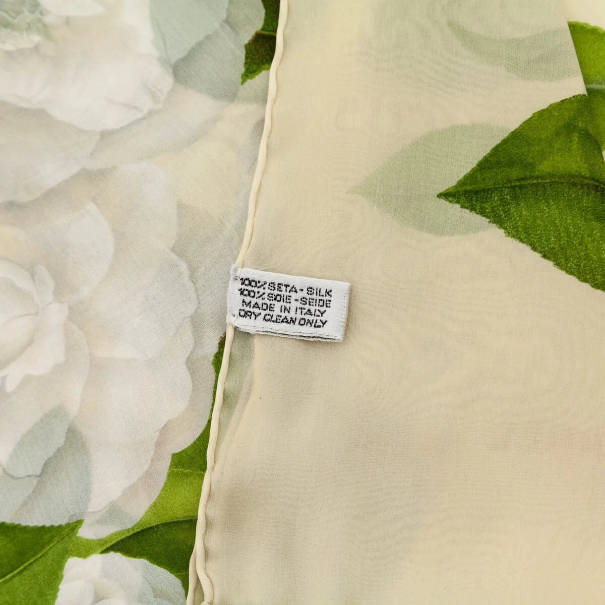 Chanel Beige Camellia Silk Scarf