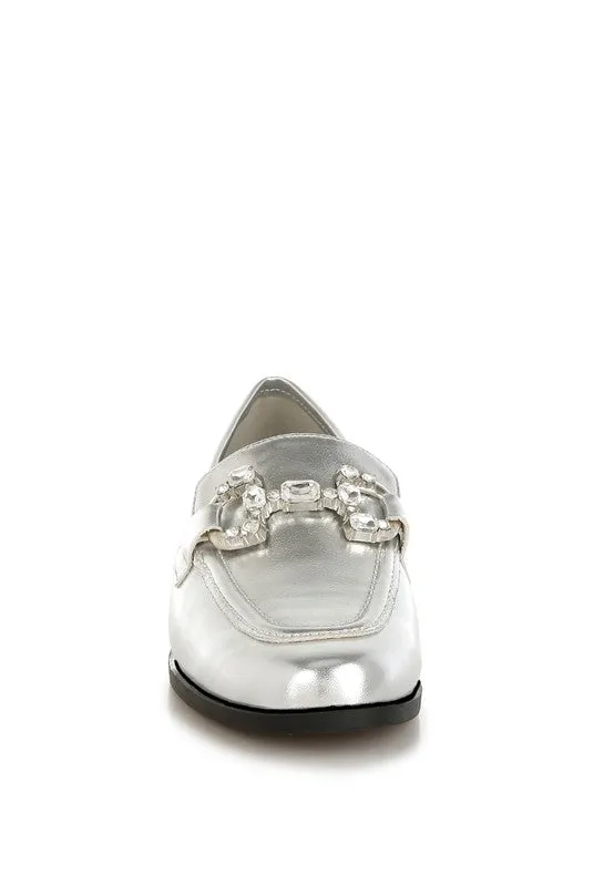 Dendron Diamante Horsebit Metallic Loafers