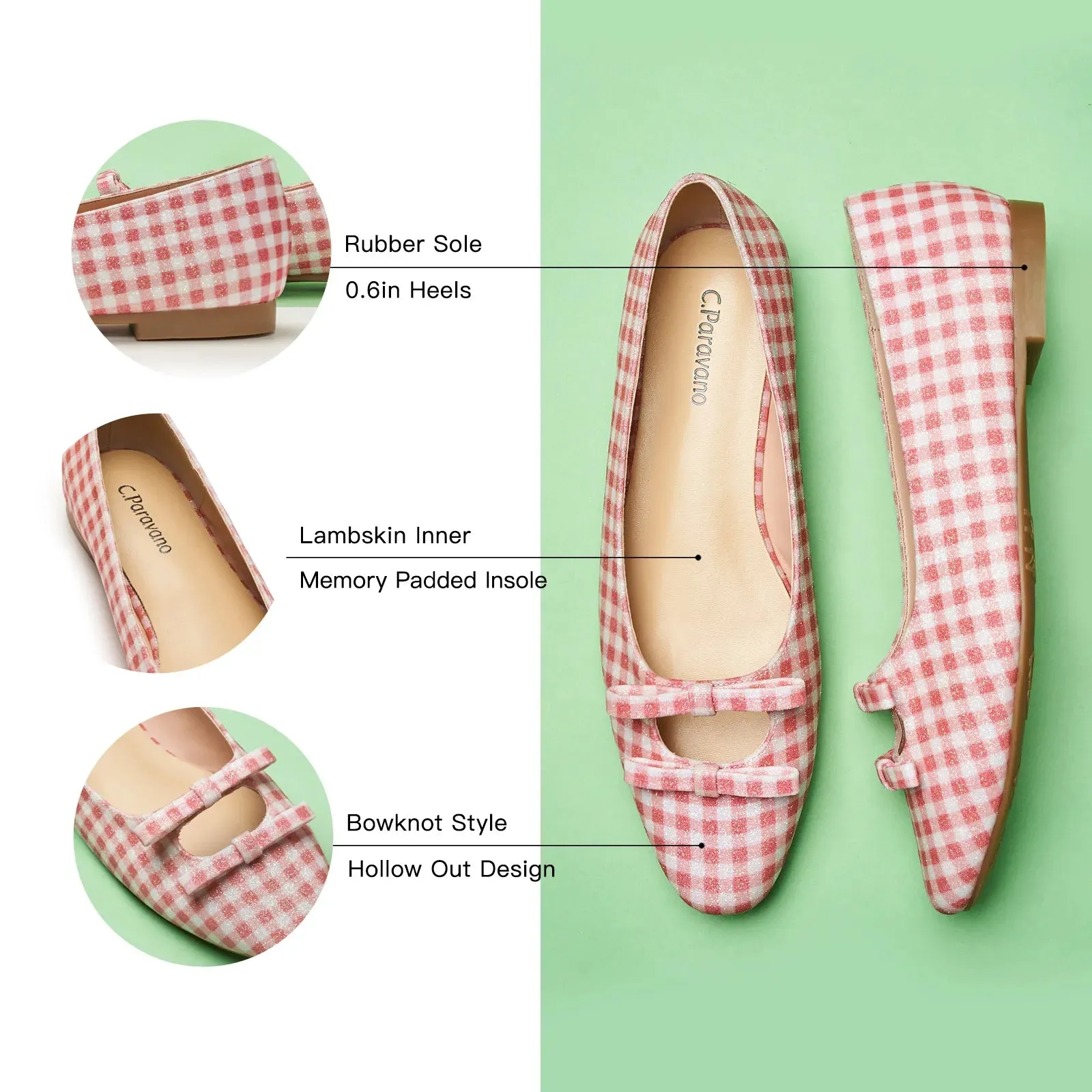 Double Bow Ties Cutout Ballet Flats (Emma)