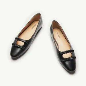 Double Bow Ties Cutout Ballet Flats (Emma)