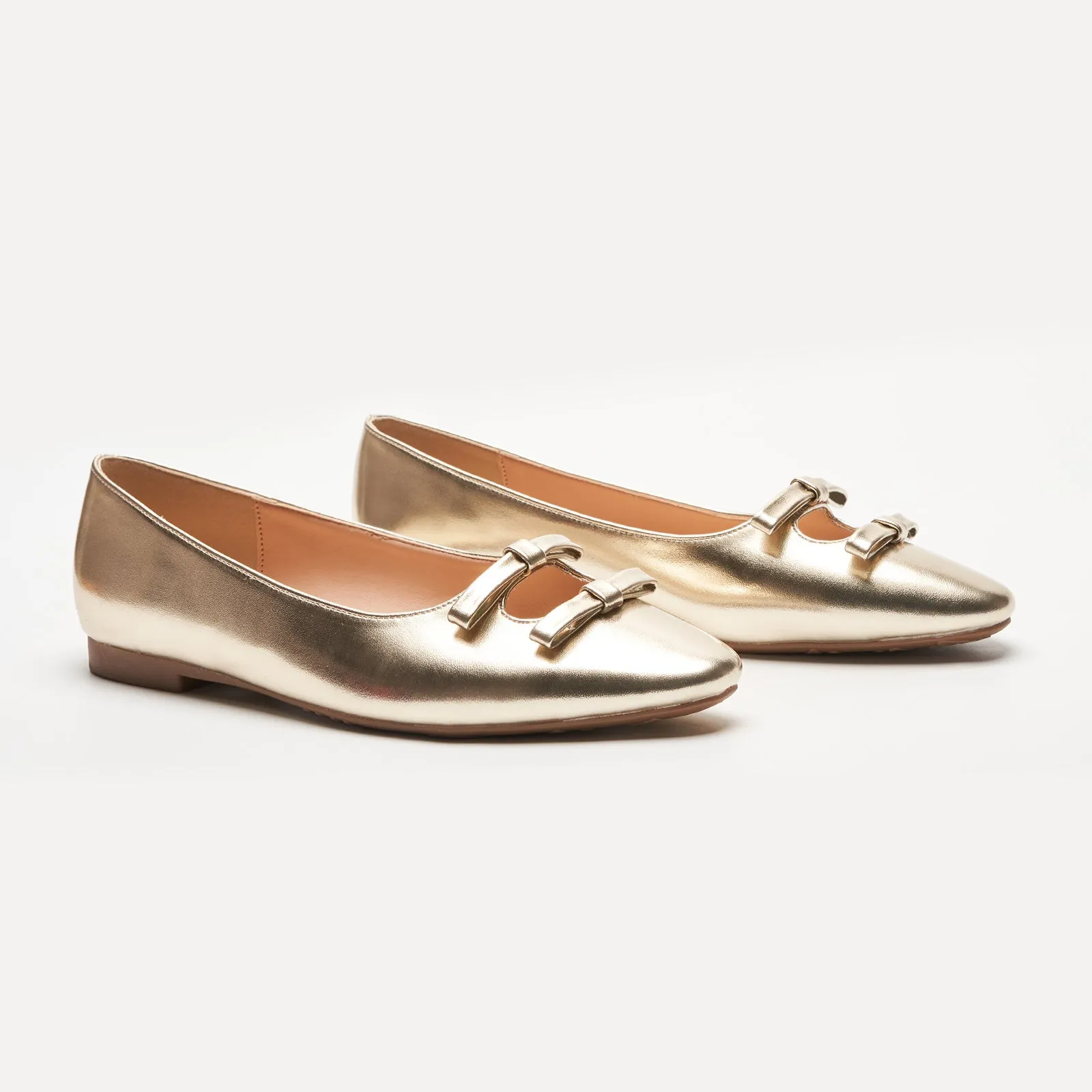 Double Bow Ties Cutout Ballet Flats (Emma)