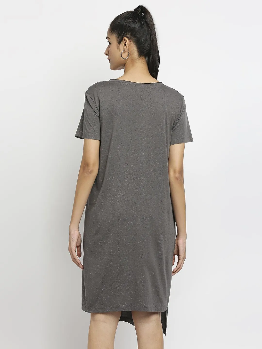 Effy Knotted Dress In Grey Glitter