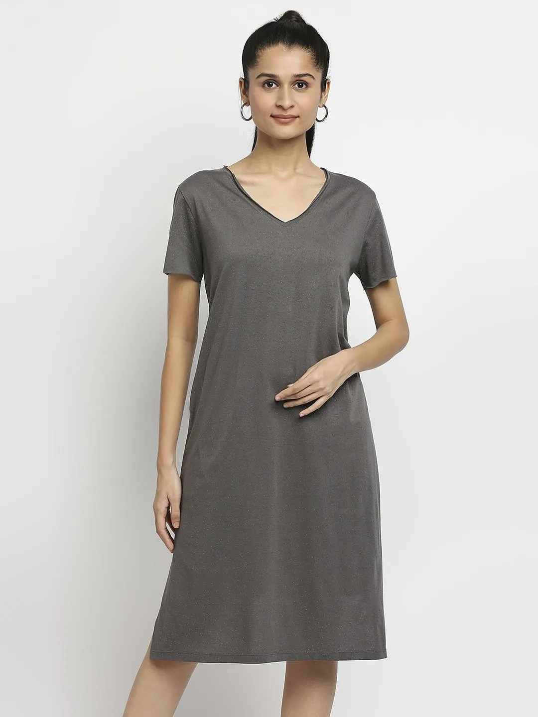 Effy Knotted Dress In Grey Glitter