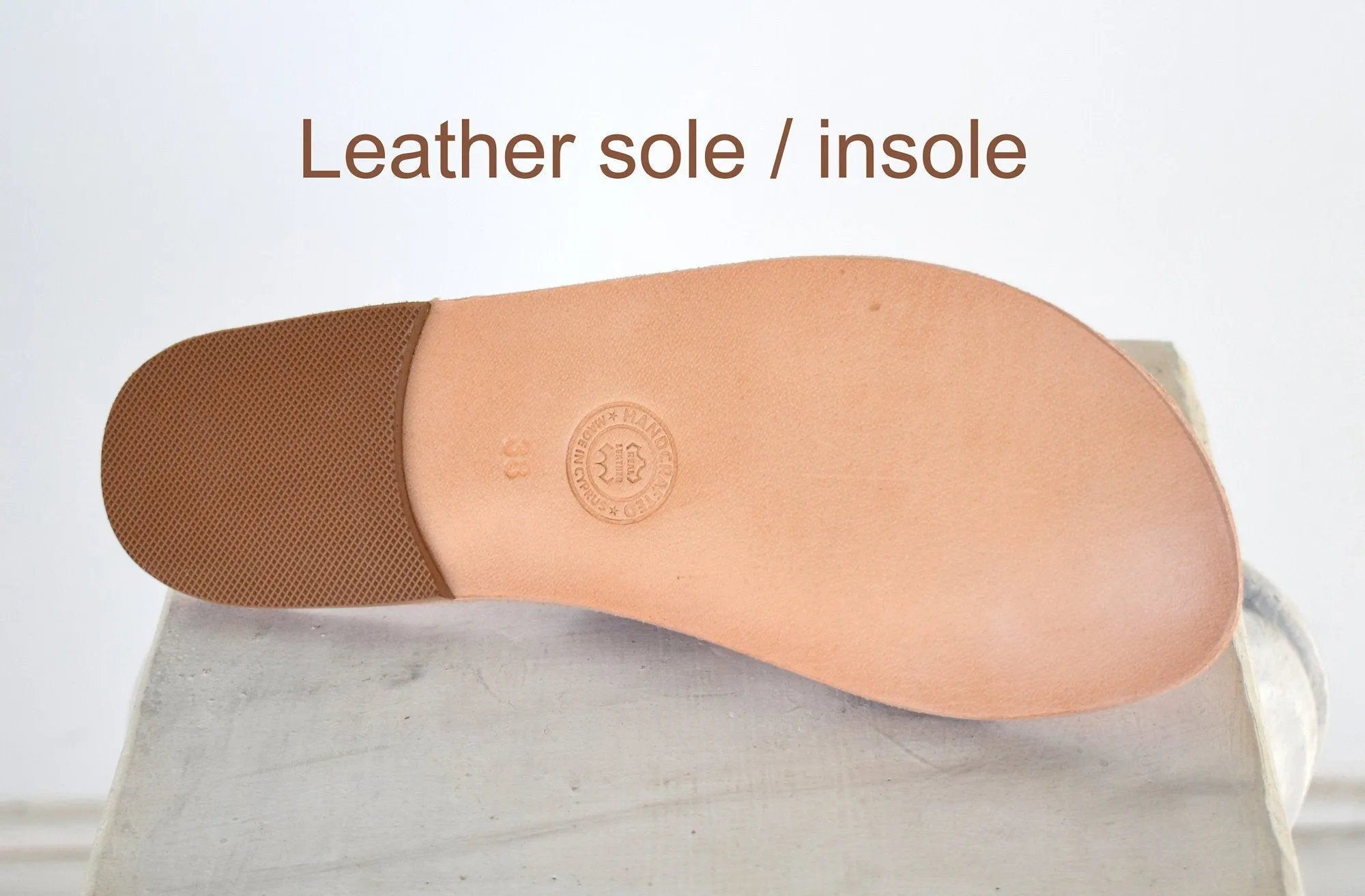 Flip flop men Greek Leather sandals, slipers Men, Thongs brown Color, leather sole - insole