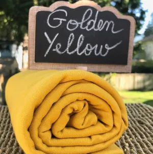 Golden Yellow Bamboo Stretch French Terry Fabric by the Yard or Wholesale