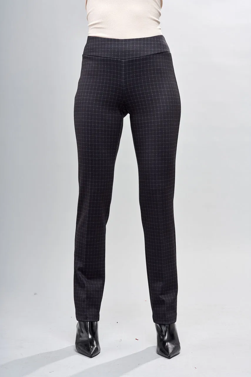 Grey Grid Pull On Pant