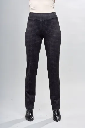 Grey Grid Pull On Pant