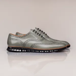 Grey Leather Everett Lace Up Oxfords with Black Hybrid Sole - SS23