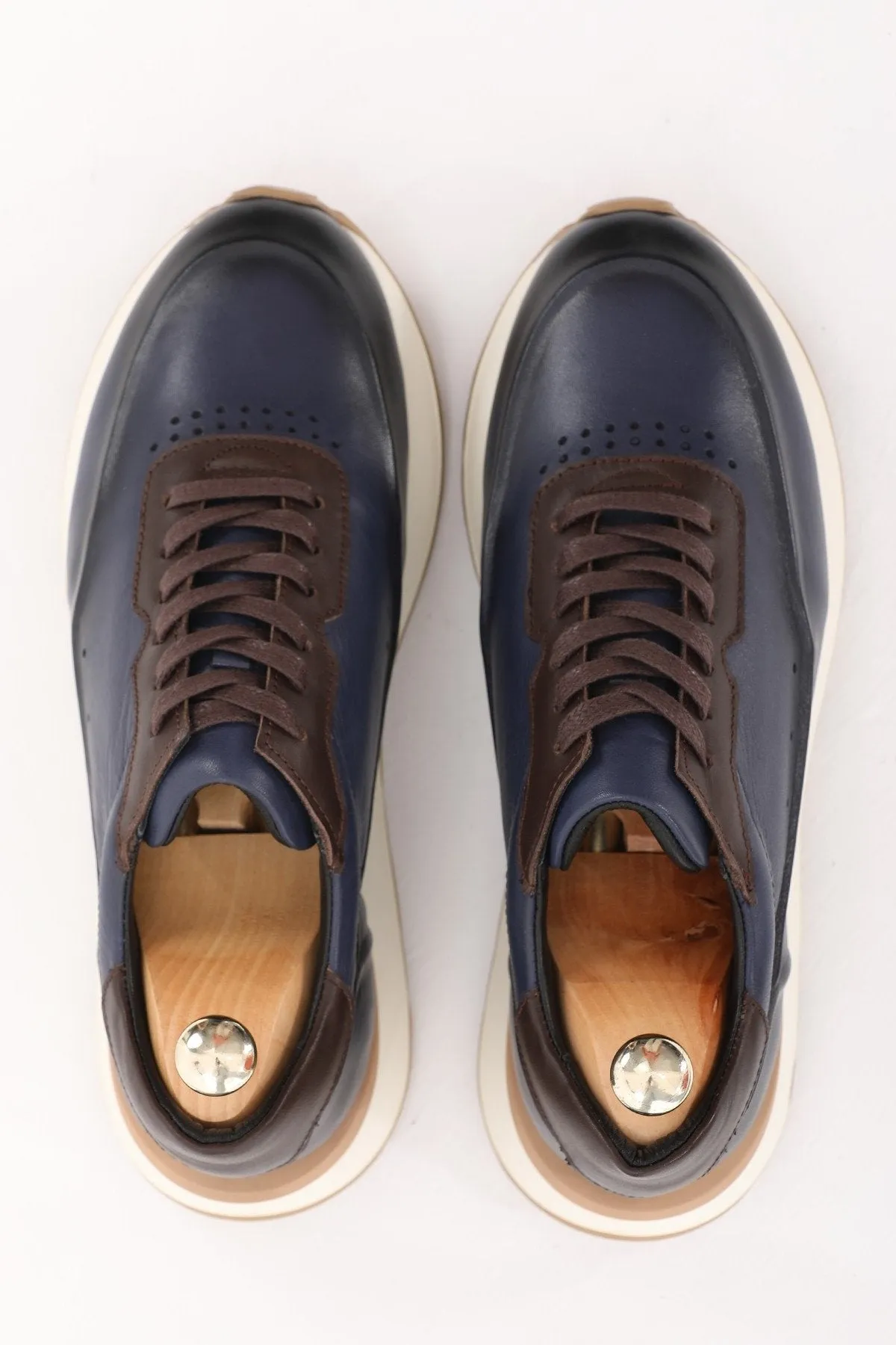 Handmade Soft Leather Mesh Sneakers