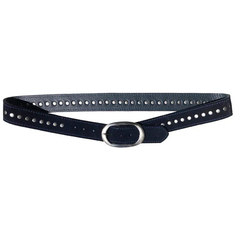 Kim White Oval Classic - Navy Silver Studded