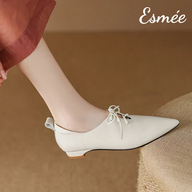 Leather Pointed Toe Oxford Shoes
