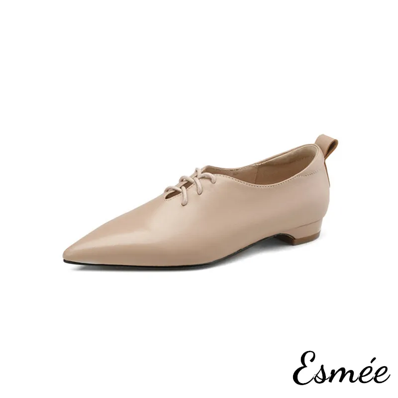 Leather Pointed Toe Oxford Shoes