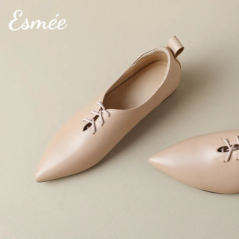 Leather Pointed Toe Oxford Shoes