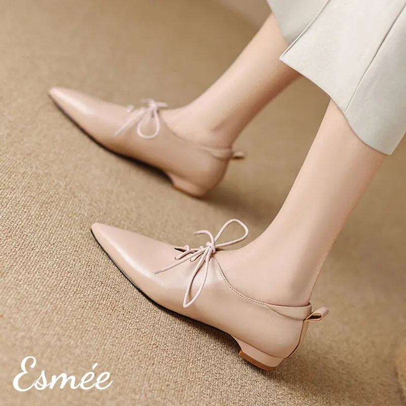 Leather Pointed Toe Oxford Shoes