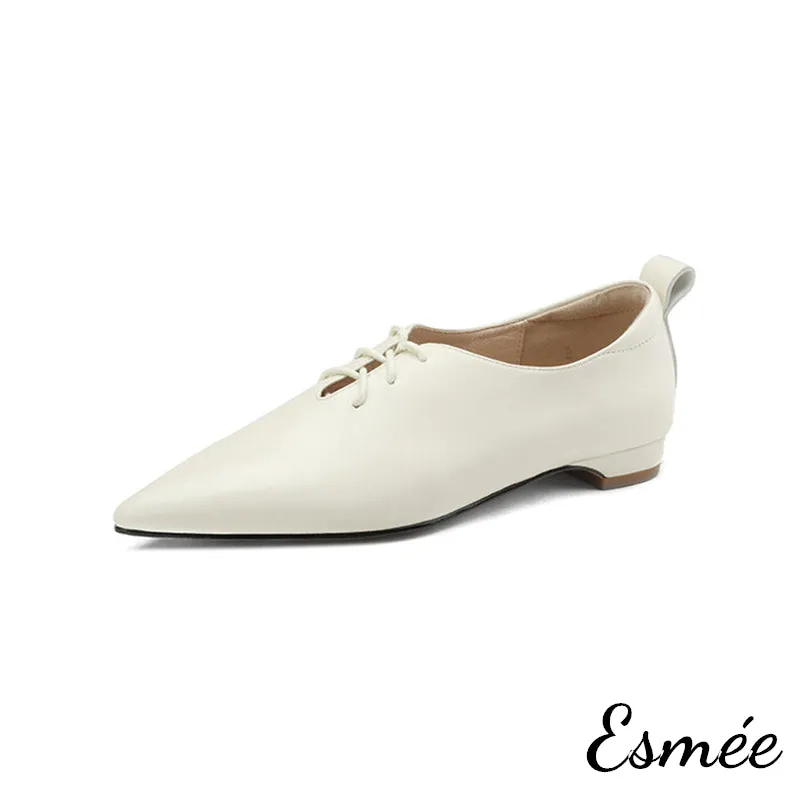 Leather Pointed Toe Oxford Shoes
