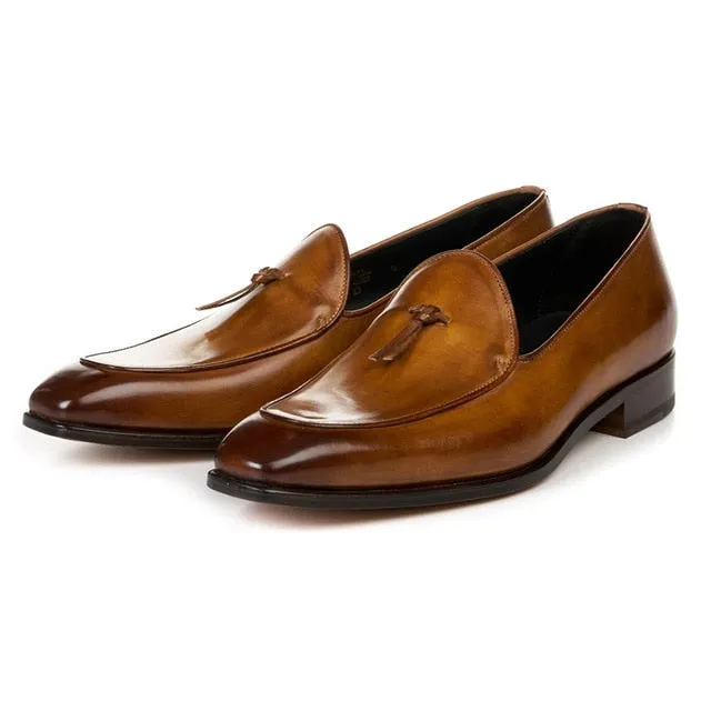 Male Formal Footwear Men Loafers Patent Leather Brown Slip On Tassel Loafers Wedding Party Shoes Mens Dress Shoes Big Size 38-48