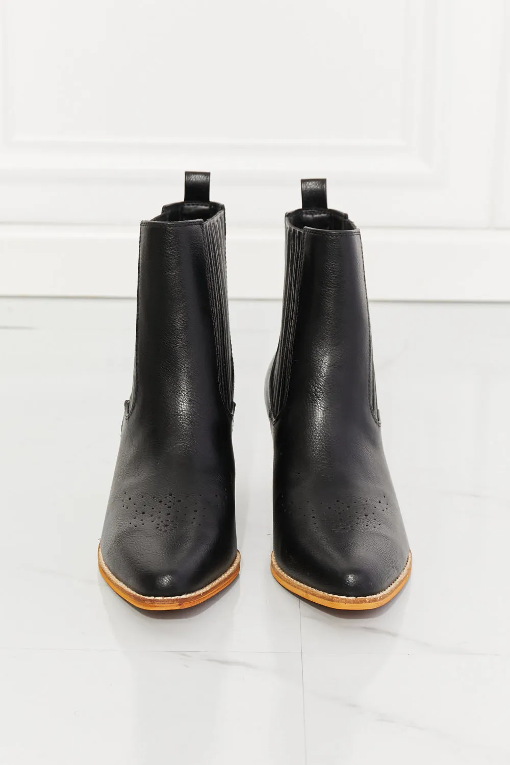 MM Shoes Solid Black Block Heel Chelsea Boots