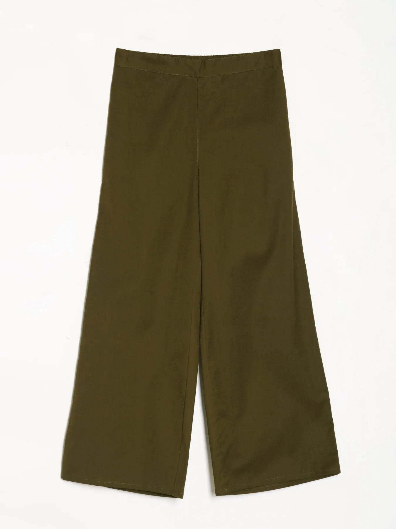 Olive Green Airy Linen Wide Leg Pant