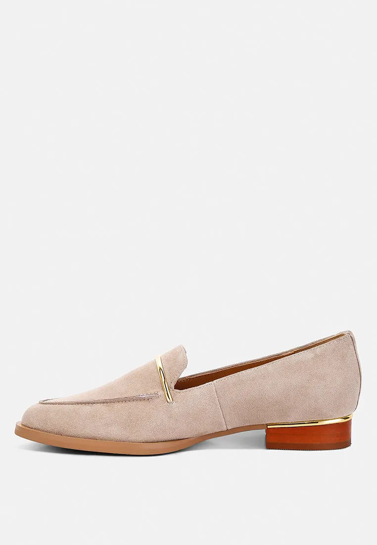 PAULINA Taupe Suede Slip-on Loafers