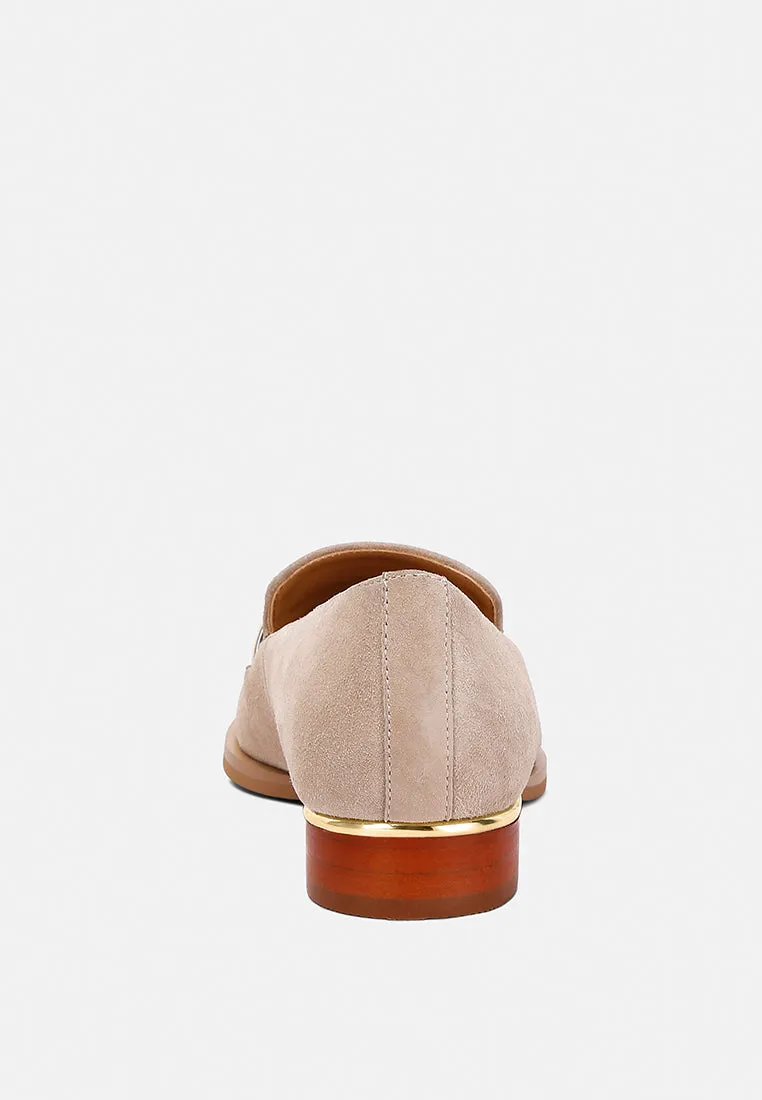 PAULINA Taupe Suede Slip-on Loafers