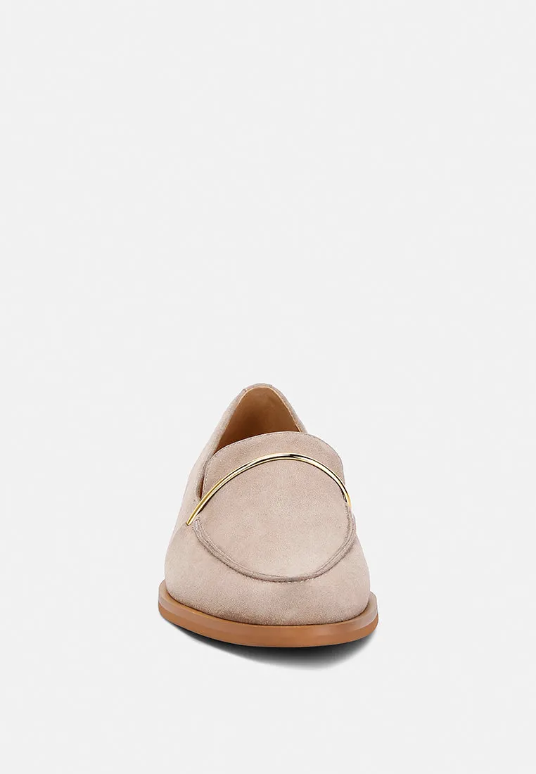 PAULINA Taupe Suede Slip-on Loafers