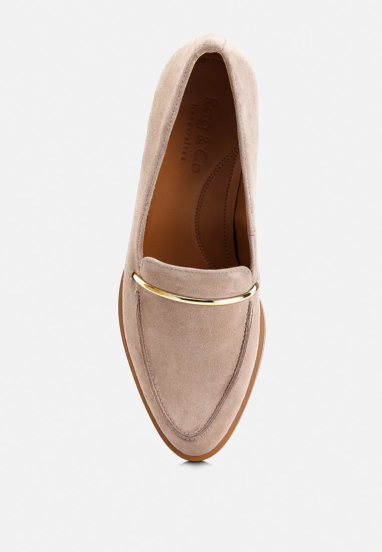 PAULINA Taupe Suede Slip-on Loafers