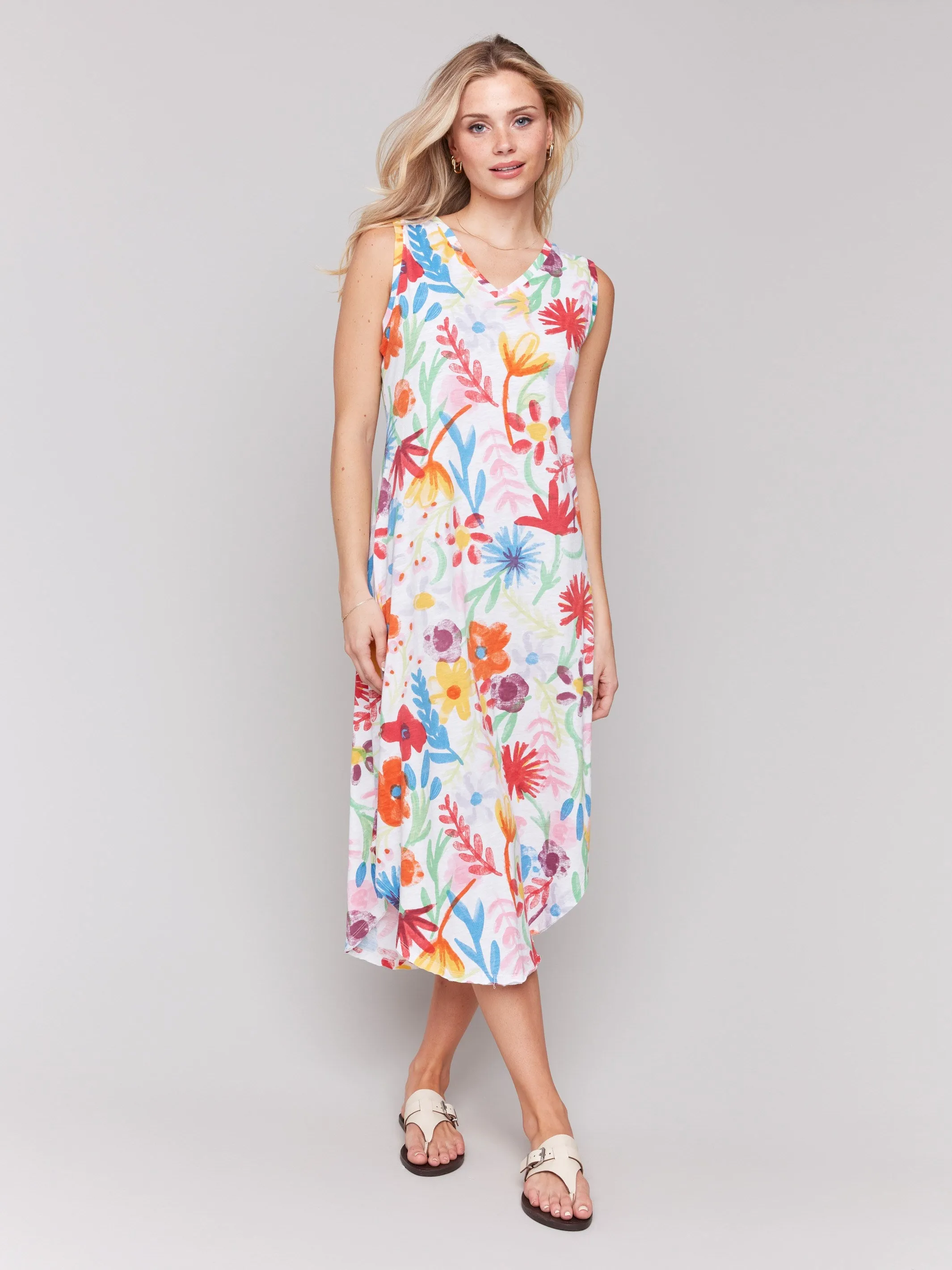 Printed Sleeveless Cotton Dress - Wildflowers