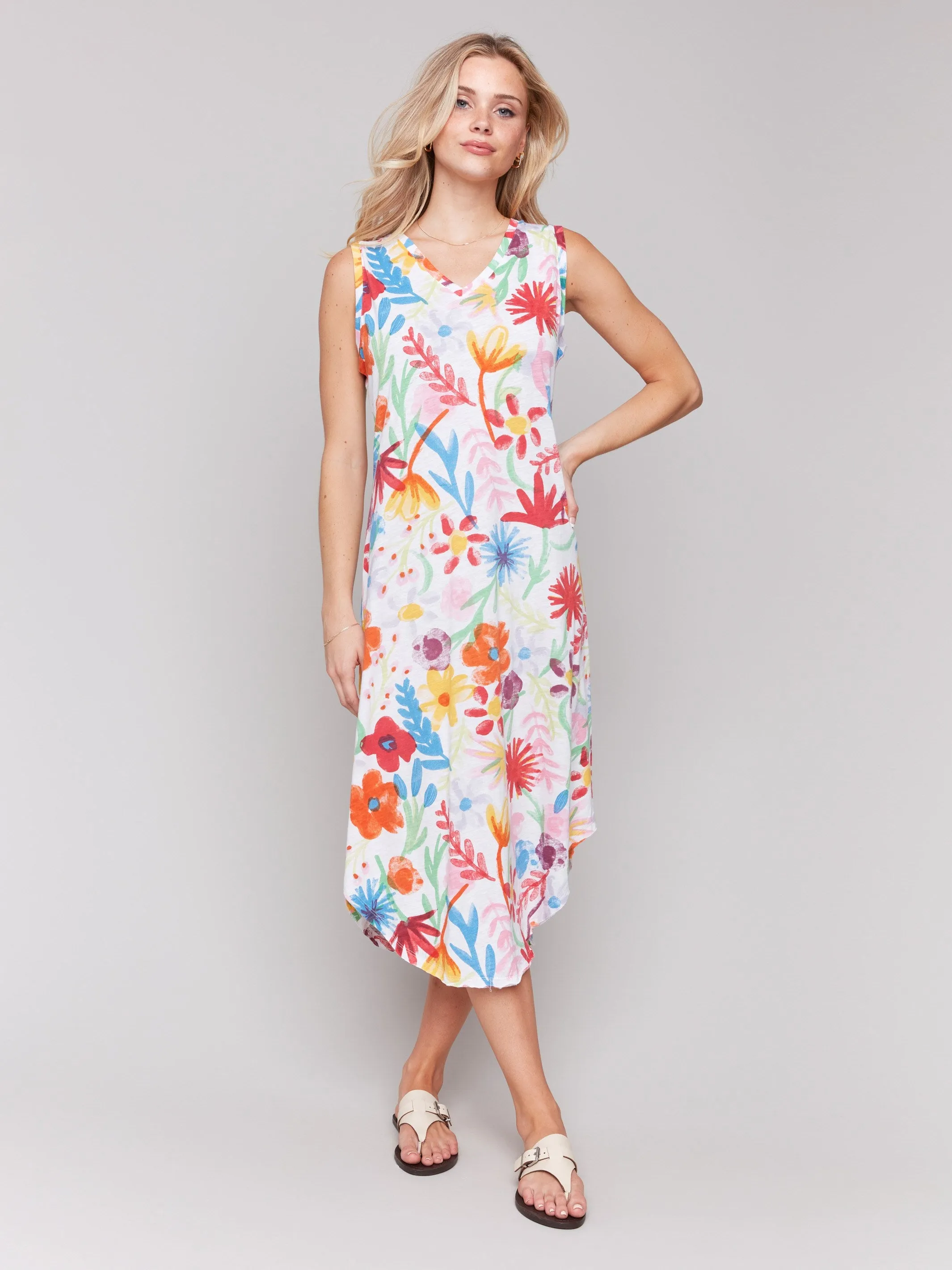 Printed Sleeveless Cotton Dress - Wildflowers