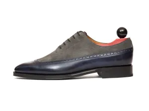 Sebastien - MTO - Navy Museum Calf / Mid Grey Suede - LPB Last - Single Leather Sole