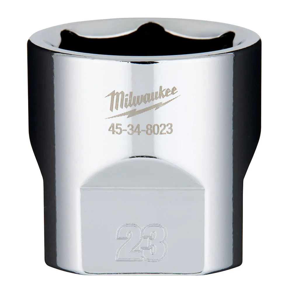 Socket - Milwaukee 3/8" Drive Metric 6-Point Socket Socket with FOUR FLAT™ Sides, Various Sizes, 45-34-90 / 45-34-80