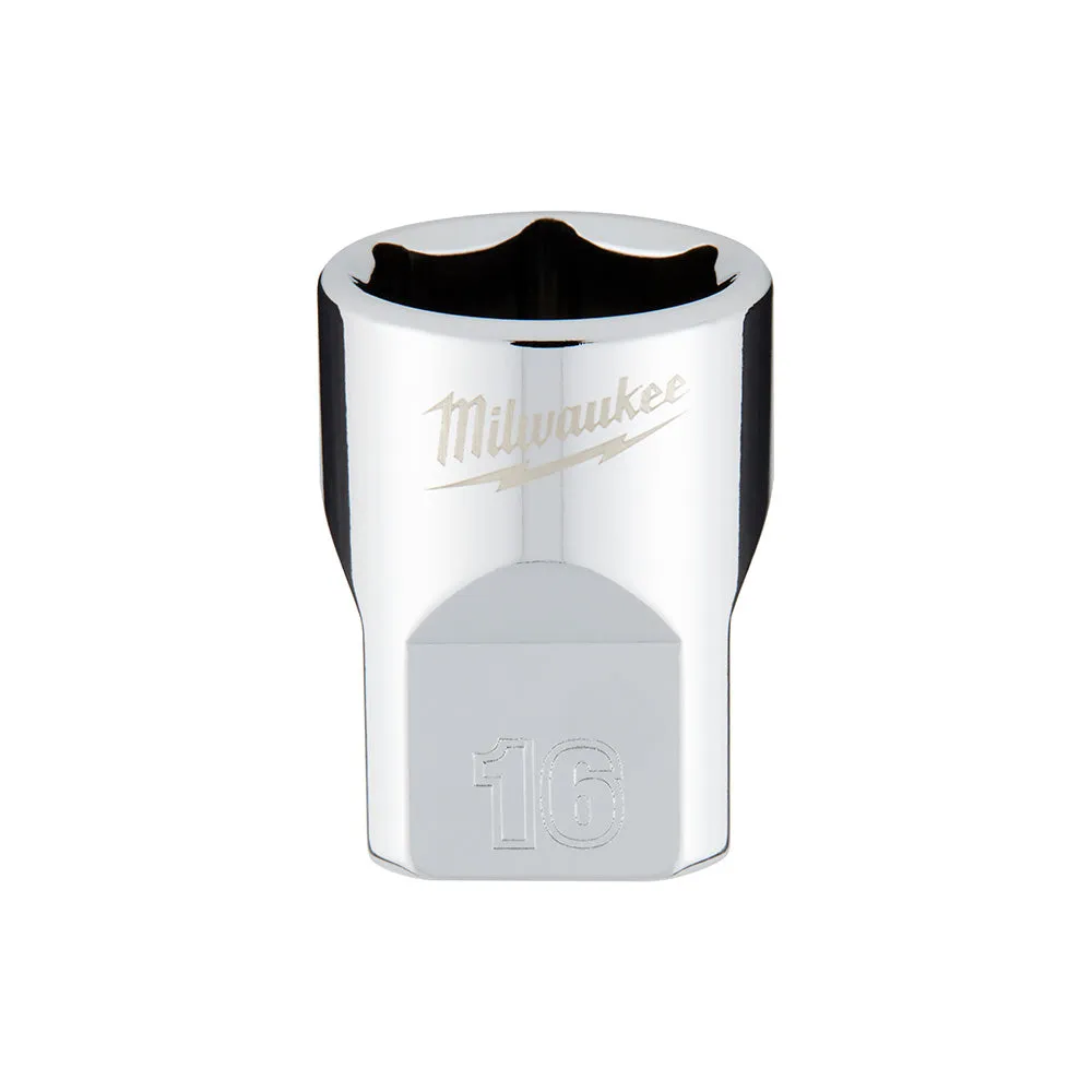 Socket - Milwaukee 3/8" Drive Metric 6-Point Socket Socket with FOUR FLAT™ Sides, Various Sizes, 45-34-90 / 45-34-80