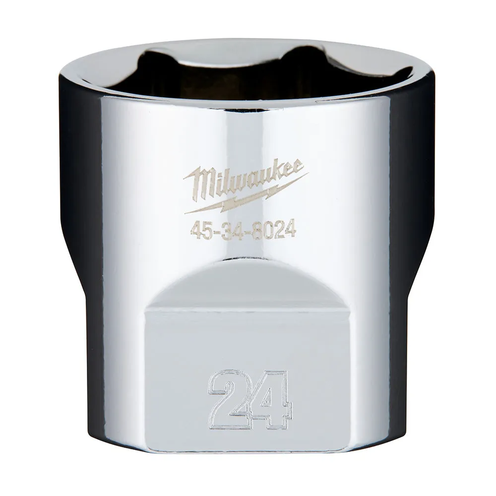 Socket - Milwaukee 3/8" Drive Metric 6-Point Socket Socket with FOUR FLAT™ Sides, Various Sizes, 45-34-90 / 45-34-80