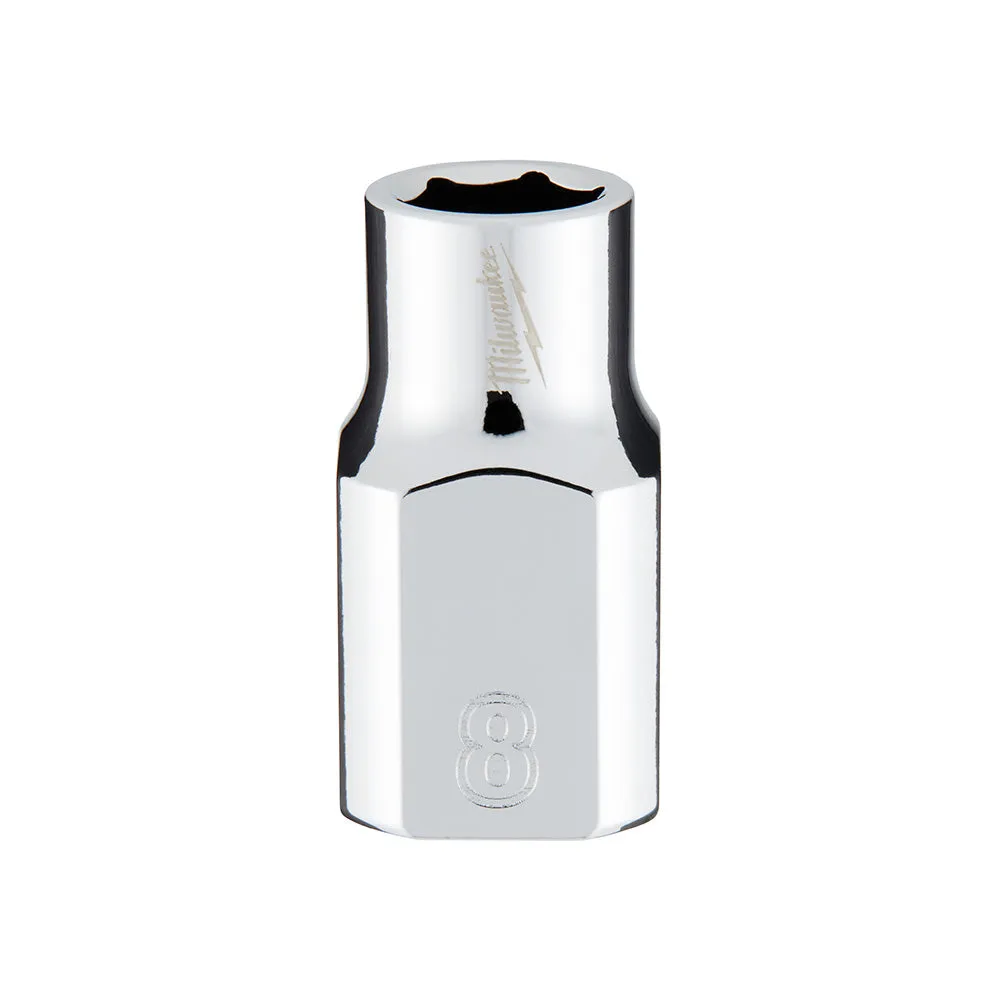 Socket - Milwaukee 3/8" Drive Metric 6-Point Socket Socket with FOUR FLAT™ Sides, Various Sizes, 45-34-90 / 45-34-80