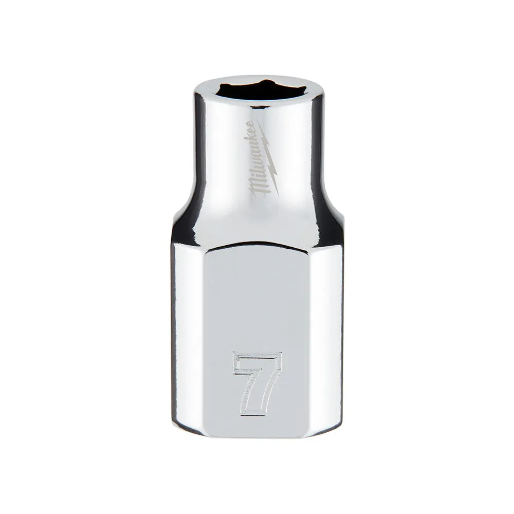 Socket - Milwaukee 3/8" Drive Metric 6-Point Socket Socket with FOUR FLAT™ Sides, Various Sizes, 45-34-90 / 45-34-80