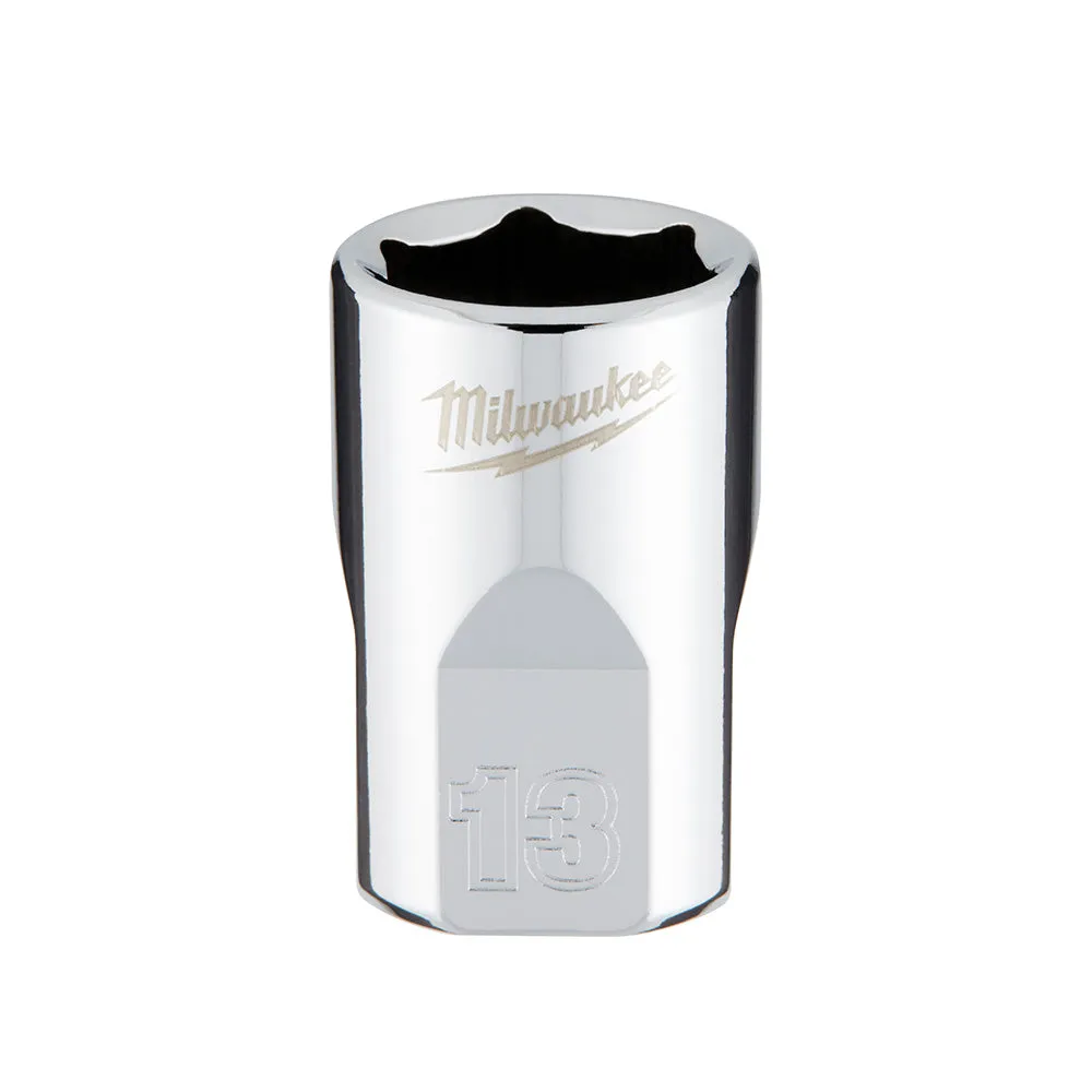 Socket - Milwaukee 3/8" Drive Metric 6-Point Socket Socket with FOUR FLAT™ Sides, Various Sizes, 45-34-90 / 45-34-80
