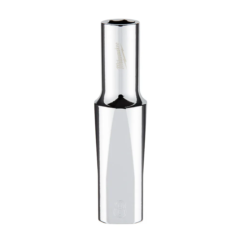 Socket - Milwaukee 3/8" Drive Metric Deep Socket with FOUR FLAT™ Sides, Various Sizes, 45-34-01 / 45-34-80 / 45-34-90