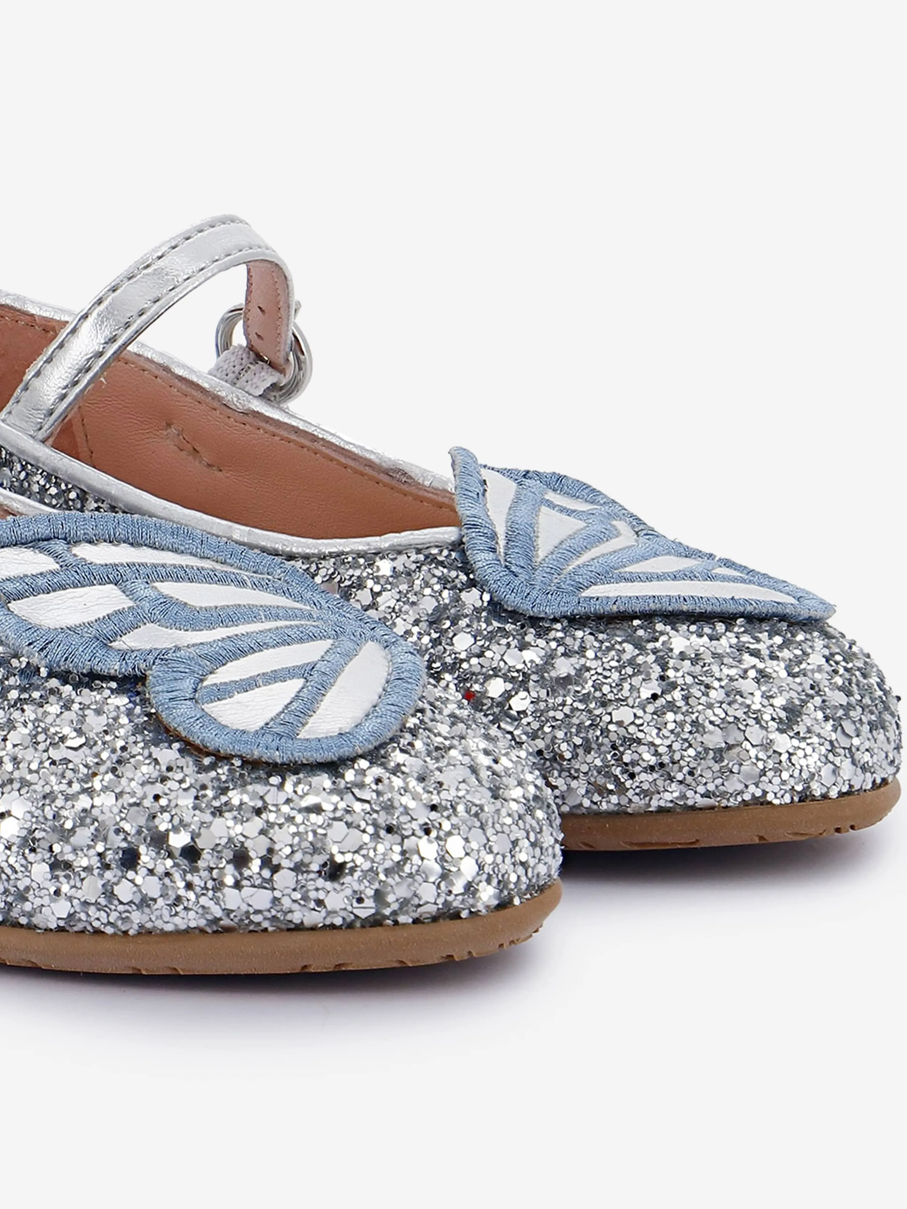 Sophia Webster Girls Butterfly Embroidery Flat in Blue