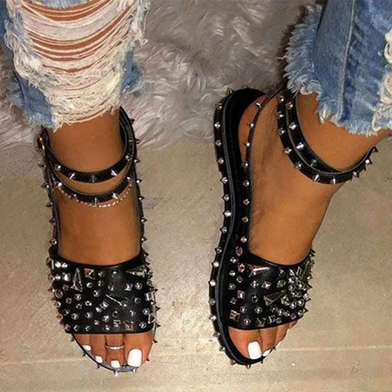 Summer Female Fashion Flats Cool Ladies Ankle Buckle Strap Sandals