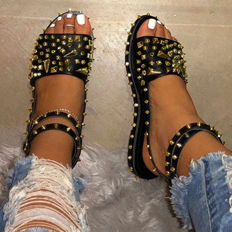 Summer Female Fashion Flats Cool Ladies Ankle Buckle Strap Sandals