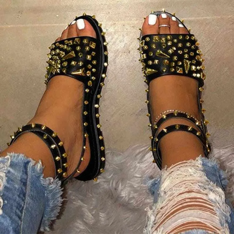 Summer Female Fashion Flats Cool Ladies Ankle Buckle Strap Sandals
