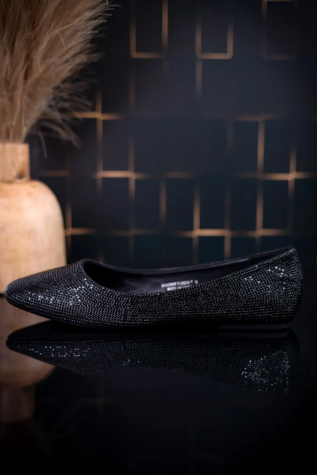 Sunday Funday Black Rhinestone Flats